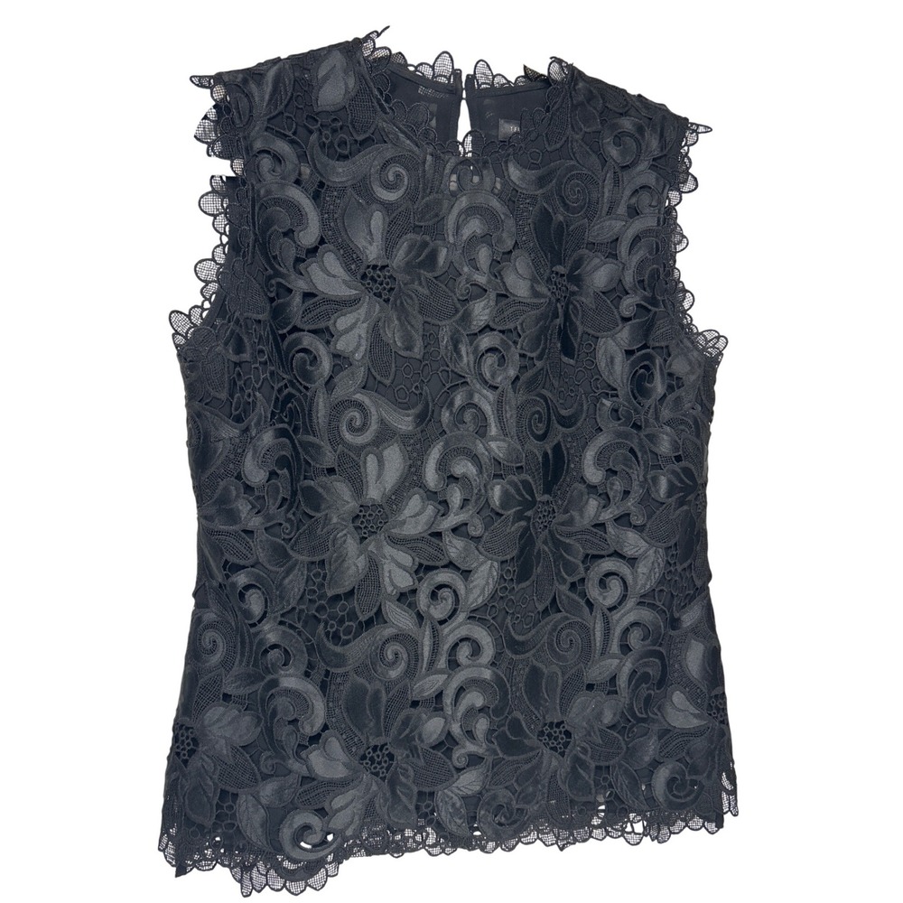 Ted Baker London Black Floral Lace Sleeveless Top Scalloped Blouse Size 3 EUC